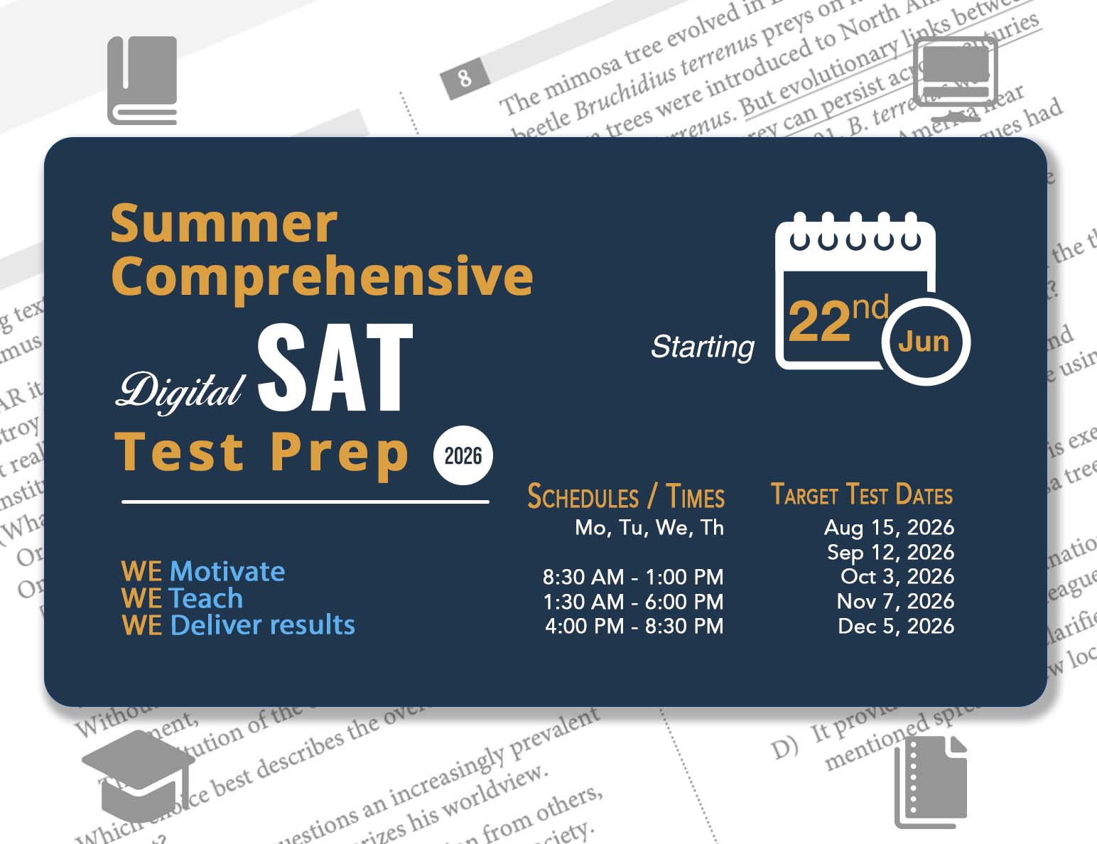 SAT Summer Comprehensive Test prep